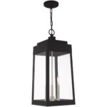 10.5 inch 3 Light Black Outdoor Pendant Lantern with Clear Glass Shade-Lighting LumensLantern