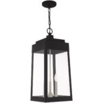 10.5 inch 3 Light Black Outdoor Pendant Lantern with Clear Glass Shade-Lighting LumensLantern