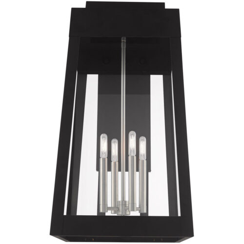 13.75 inch 4 Light Black Outdoor Wall Lantern with Clear Glass Shade-Lighting LumensLantern