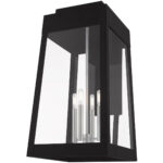 13.75 inch 4 Light Black Outdoor Wall Lantern with Clear Glass Shade-Lighting LumensLantern