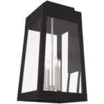 13.75 inch 4 Light Black Outdoor Wall Lantern with Clear Glass Shade-Lighting LumensLantern