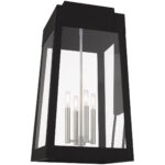 13.75 inch 4 Light Black Outdoor Wall Lantern with Clear Glass Shade-Lighting LumensLantern