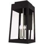 13.75 inch 4 Light Black Outdoor Wall Lantern with Clear Glass Shade-Lighting LumensLantern