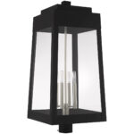 13.75 inch 4 Light Black Outdoor Post Top Lantern with Clear Glass Shade-Lighting LumensLantern