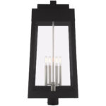 13.75 inch 4 Light Black Outdoor Post Top Lantern with Clear Glass Shade-Lighting LumensLantern