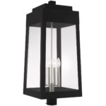 13.75 inch 4 Light Black Outdoor Post Top Lantern with Clear Glass Shade-Lighting LumensLantern