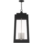 13.75 inch 4 Light Black Outdoor Pendant Lantern with Clear Glass Shade-Lighting LumensLantern