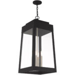 13.75 inch 4 Light Black Outdoor Pendant Lantern with Clear Glass Shade-Lighting LumensLantern