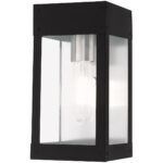 5 inch 1 Light Black Outdoor Wall Lantern with Clear Glass Shade-Lighting LumensLantern