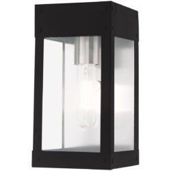 5 inch 1 Light Black Outdoor Wall Lantern with Clear Glass Shade-Lighting LumensLantern