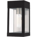 5 inch 1 Light Black Outdoor Wall Lantern with Clear Glass Shade-Lighting LumensLantern