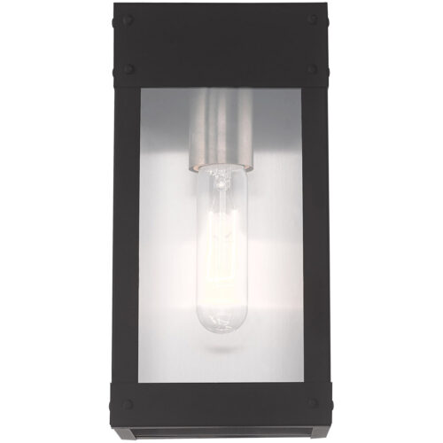 5 inch 1 Light Black Outdoor Wall Lantern with Clear Glass Shade-Lighting LumensLantern