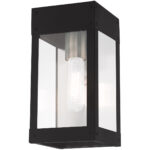 5 inch 1 Light Black Outdoor Wall Lantern with Clear Glass Shade-Lighting LumensLantern