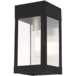 5 inch 1 Light Black Outdoor Wall Lantern with Clear Glass Shade-Lighting LumensLantern