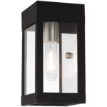 5 inch 1 Light Black Outdoor Wall Lantern with Clear Glass Shade-Lighting LumensLantern