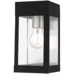 5 inch 1 Light Black Outdoor Wall Lantern with Clear Glass Shade-Lighting LumensLantern