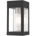 5 inch 1 Light Scandinavian Gray Outdoor Wall Lantern with Clear Glass Shade-Lighting LumensLantern