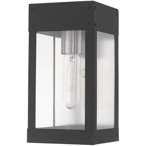 5 inch 1 Light Scandinavian Gray Outdoor Wall Lantern with Clear Glass Shade-Lighting LumensLantern