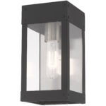 5 inch 1 Light Scandinavian Gray Outdoor Wall Lantern with Clear Glass Shade-Lighting LumensLantern