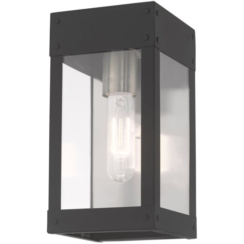 5 inch 1 Light Scandinavian Gray Outdoor Wall Lantern with Clear Glass Shade-Lighting LumensLantern