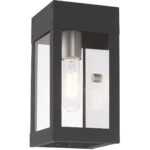 5 inch 1 Light Scandinavian Gray Outdoor Wall Lantern with Clear Glass Shade-Lighting LumensLantern