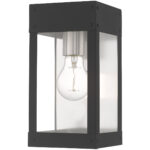 5 inch 1 Light Scandinavian Gray Outdoor Wall Lantern with Clear Glass Shade-Lighting LumensLantern