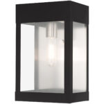 8.25 inch 1 Light Black Outdoor Wall Lantern with Clear Glass Shade-Lighting LumensLantern