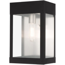 8.25 inch 1 Light Black Outdoor Wall Lantern with Clear Glass Shade-Lighting LumensLantern