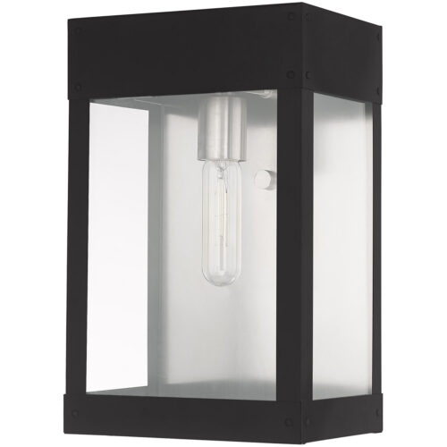 8.25 inch 1 Light Black Outdoor Wall Lantern with Clear Glass Shade-Lighting LumensLantern