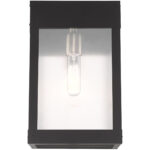 8.25 inch 1 Light Black Outdoor Wall Lantern with Clear Glass Shade-Lighting LumensLantern