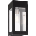 8.25 inch 1 Light Black Outdoor Wall Lantern with Clear Glass Shade-Lighting LumensLantern