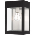 8.25 inch 1 Light Black Outdoor Wall Lantern with Clear Glass Shade-Lighting LumensLantern