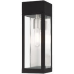 5 inch 1 Light Black Outdoor Wall Lantern with Clear Glass Shade-Lighting LumensLantern