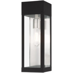 5 inch 1 Light Black Outdoor Wall Lantern with Clear Glass Shade-Lighting LumensLantern