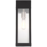 5 inch 1 Light Black Outdoor Wall Lantern with Clear Glass Shade-Lighting LumensLantern