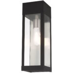 5 inch 1 Light Black Outdoor Wall Lantern with Clear Glass Shade-Lighting LumensLantern