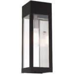 5 inch 1 Light Black Outdoor Wall Lantern with Clear Glass Shade-Lighting LumensLantern