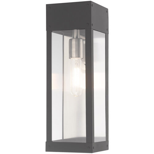 5 inch 1 Light Scandinavian Gray Outdoor Wall Lantern with Clear Glass Shade-Lighting LumensLantern