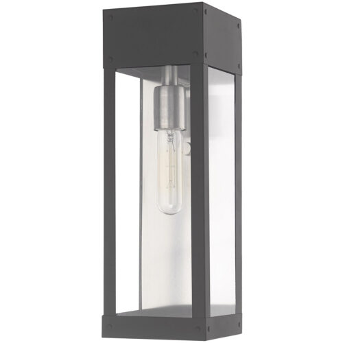 5 inch 1 Light Scandinavian Gray Outdoor Wall Lantern with Clear Glass Shade-Lighting LumensLantern