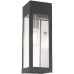 5 inch 1 Light Scandinavian Gray Outdoor Wall Lantern with Clear Glass Shade-Lighting LumensLantern