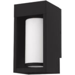 4.875 inch 1 Light Black Outdoor Wall Lantern Pendant Lighting Fixture with Opal White Cylinder Glass Shade-Lighting LumensLantern