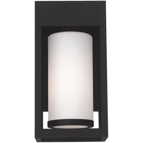 4.875 inch 1 Light Black Outdoor Wall Lantern Pendant Lighting Fixture with Opal White Cylinder Glass Shade-Lighting LumensLantern