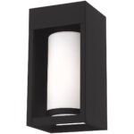 4.875 inch 1 Light Black Outdoor Wall Lantern Pendant Lighting Fixture with Opal White Cylinder Glass Shade-Lighting LumensLantern