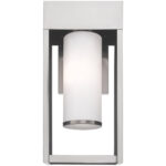 7.875 inch 1 Light Brushed Nickel Outdoor Wall Lantern Pendant Lighting Fixture with Opal White Cylinder Glass Shade-Lighting LumensLantern