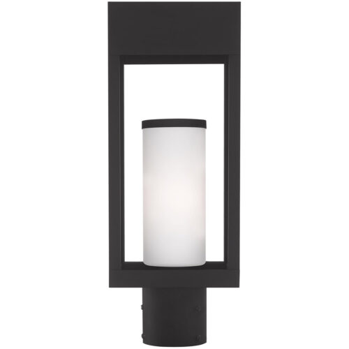 4.625 inch 1 Light Black Outdoor Post Top Lantern Pendant Lighting Fixture with Opal White Cylinder Glass Shade-Lighting LumensLantern