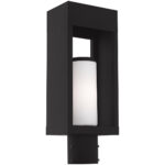 4.625 inch 1 Light Black Outdoor Post Top Lantern Pendant Lighting Fixture with Opal White Cylinder Glass Shade-Lighting LumensLantern