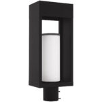 5.125 inch 1 Light Black Outdoor Post Top Lantern Pendant Lighting Fixture with Opal White Cylinder Glass Shade-Lighting LumensLantern