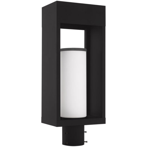 5.125 inch 1 Light Black Outdoor Post Top Lantern Pendant Lighting Fixture with Opal White Cylinder Glass Shade-Lighting LumensLantern