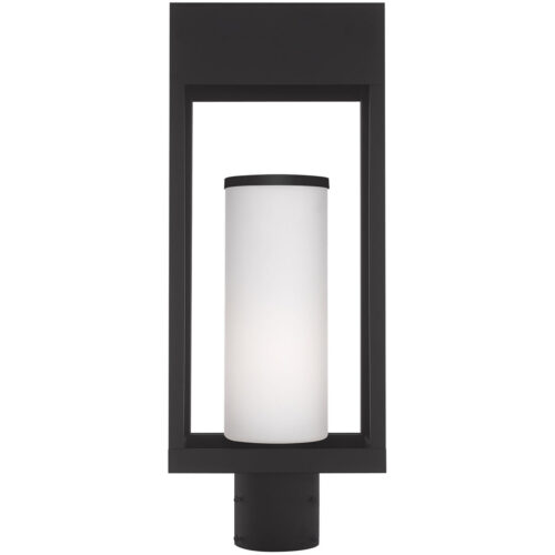 5.125 inch 1 Light Black Outdoor Post Top Lantern Pendant Lighting Fixture with Opal White Cylinder Glass Shade-Lighting LumensLantern