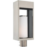 5.125 inch 1 Light Brushed Nickel Outdoor Post Top Lantern Pendant Lighting Fixture with Opal White Cylinder Glass Shade-Lighting LumensLantern